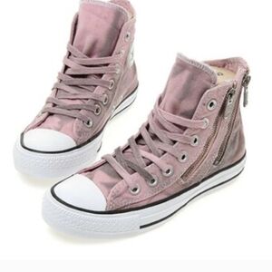Pink Grunge NEW Converse All Star High-Top CTAS Sneakers Dual Zippers  549738C